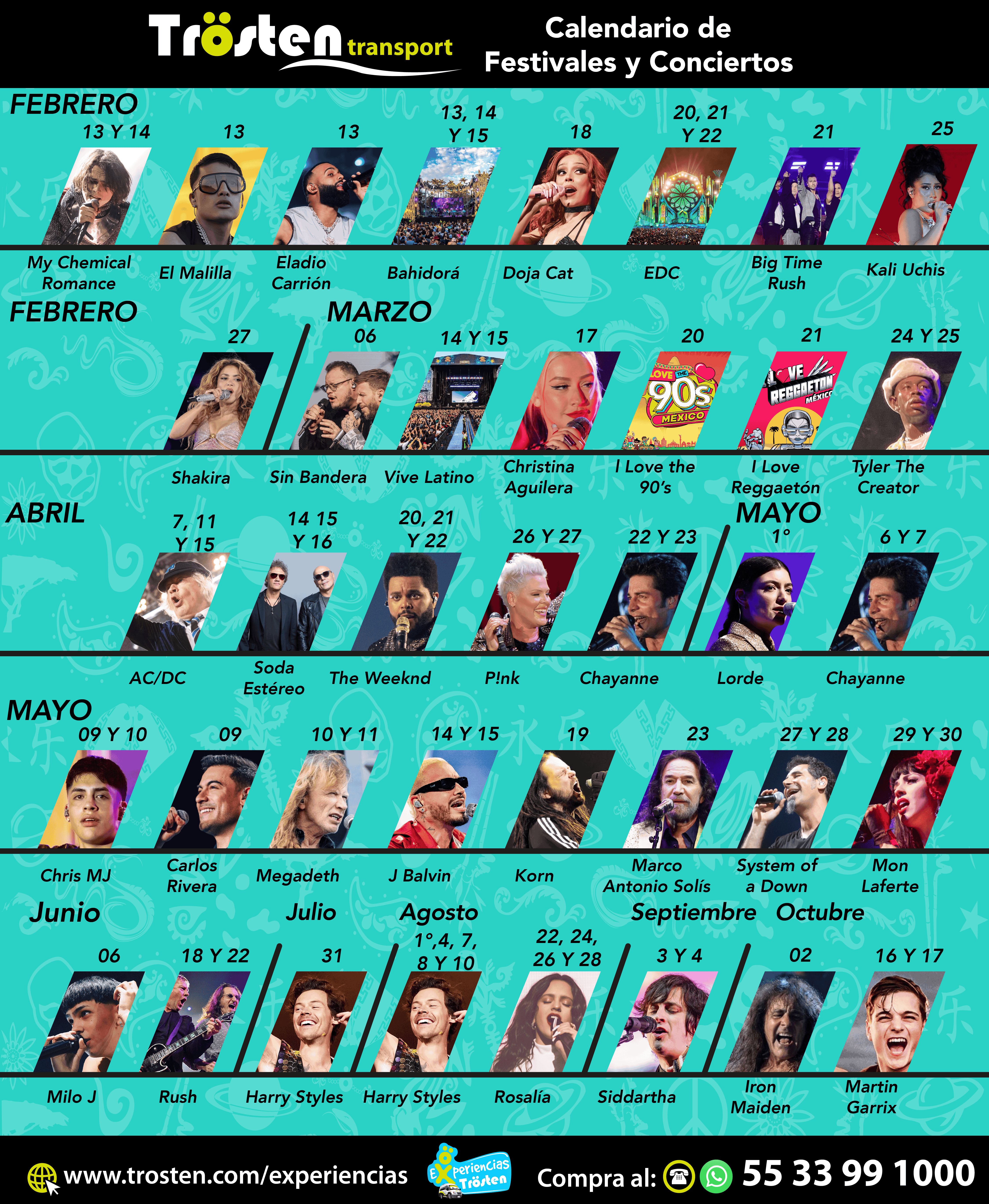 Calendario shuttles experiencias 2