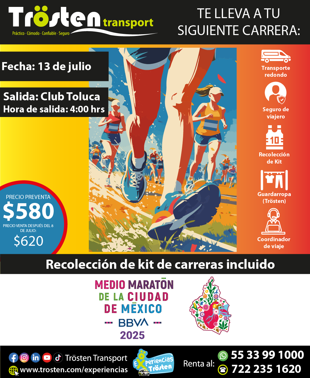 medio maraton cdmx trosten transport toluca