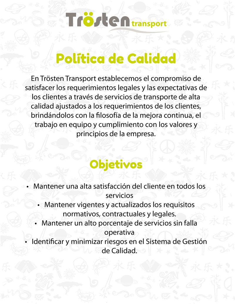 Política de calidad Trösten